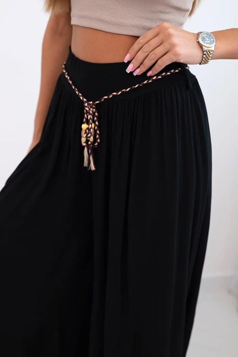 Spodnie damskie z wiskozy z szeroką nogawką czarne