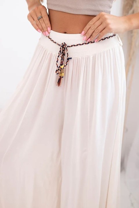 Spodnie damskie z wiskozy z szeroką nogawką jasno beżowe