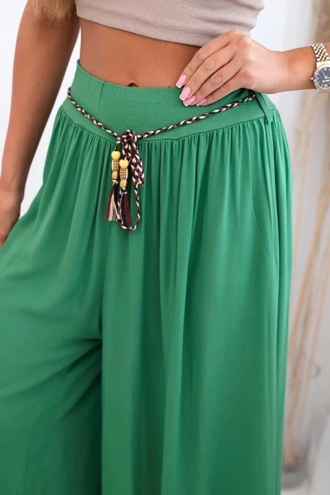 Spodnie damskie z wiskozy z szeroką nogawką zielone