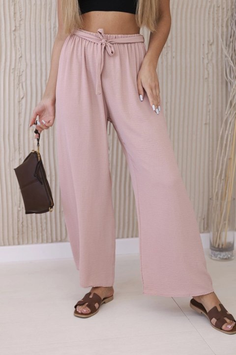 Spodnie damskie z szeroką nogawką ciemny pudrowy róż