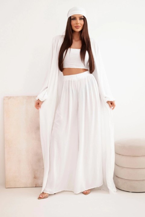 Biały komplet damski wiskozowy 4-częściowy
