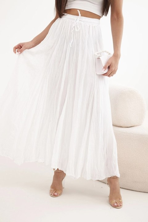 Spódnica damska maxi bawełniana z gumką w pasie biała