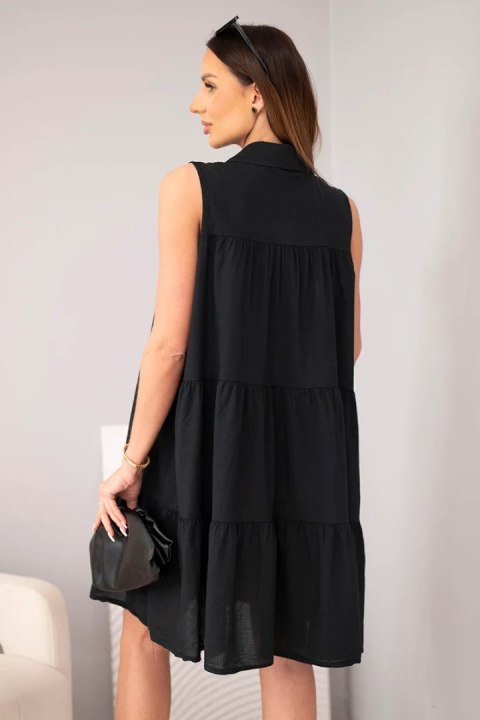 Sukienka damska bawełniana koszulowa bez rękawów z guzikami czarna