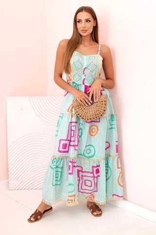 Sukienka damska bawełniana z kolorowym wzorem niebieska