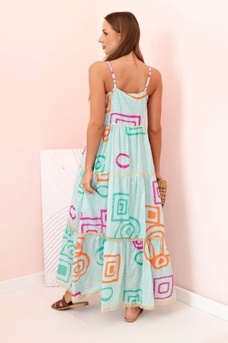 Sukienka damska bawełniana z kolorowym wzorem niebieska