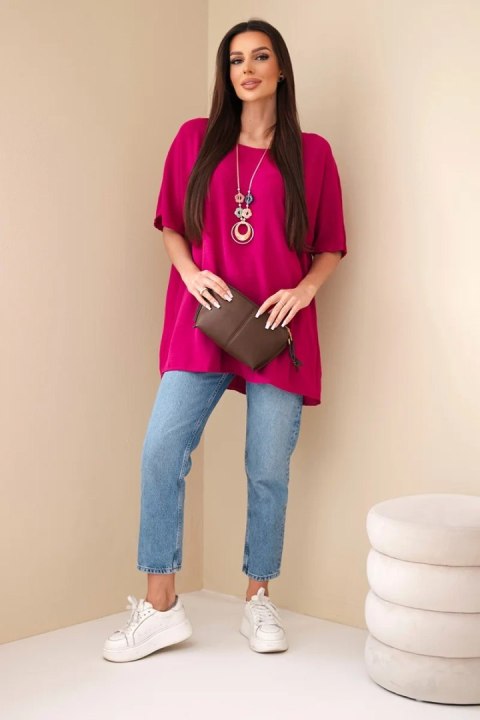 Bluzka oversize z wisiorkiem ciemno fioletowa