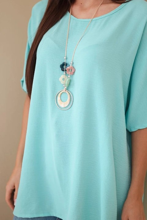 Bluzka oversize z wisiorkiem miętowa