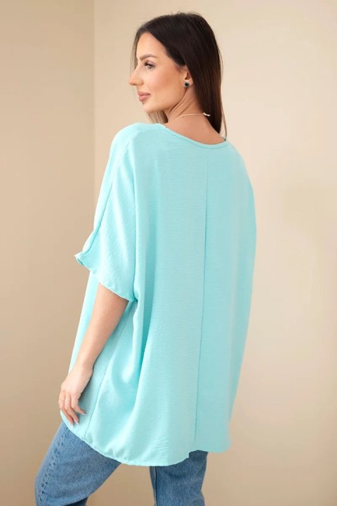 Bluzka oversize z wisiorkiem miętowa