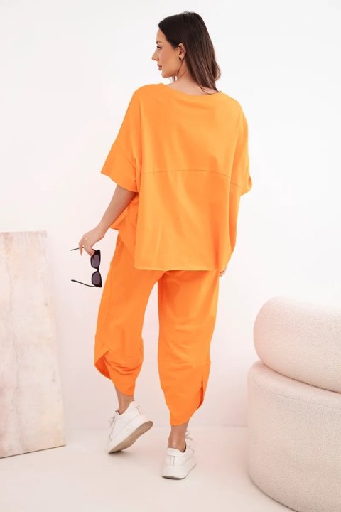Komplet bawełniany bluzka + spodnie pomarańczowy