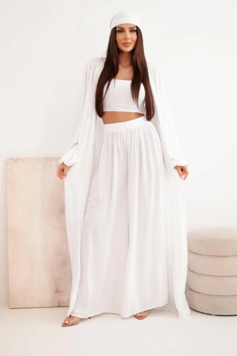 Komplet damski wiskozowy 4-częściowy w stylu boho biały