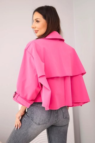 Kurtka damska wiosenna bawełniana zapinana na guziki z kołnierzem różowa