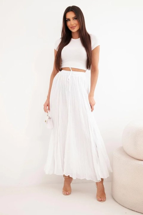 Spódnica damska maxi bawełniana z gumką w pasie biała