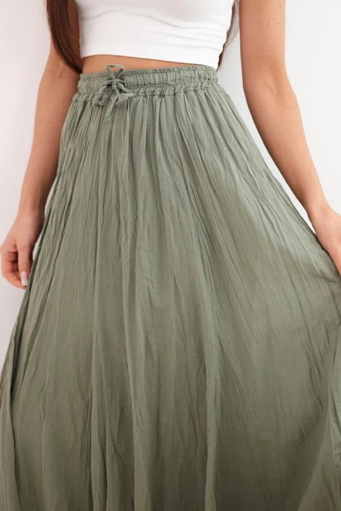 Spódnica damska maxi bawełniana z gumką w pasie khaki