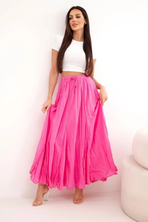 Spódnica damska maxi bawełniana z gumką w pasie różowa