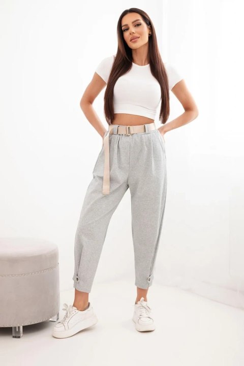 Spodnie Summer Punto z zapięciem na nogawkach szary melanż