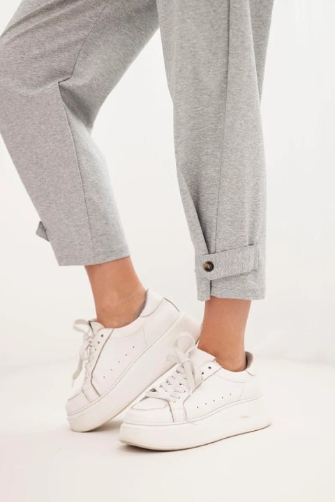 Spodnie Summer Punto z zapięciem na nogawkach szary melanż