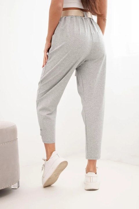 Spodnie Summer Punto z zapięciem na nogawkach szary melanż