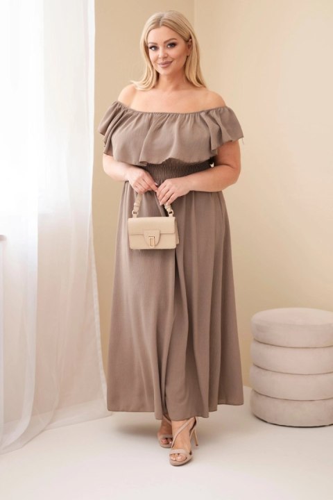 Sukienka damska Plus Size z falbaną i elastyczną talią fango