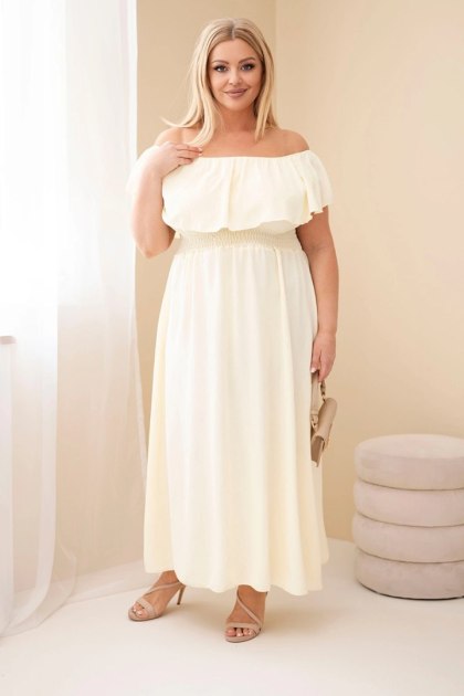 Sukienka damska Plus Size z falbaną i elastyczną talią żółta