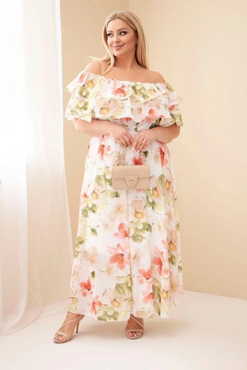 Oliwkowa sukienka damska wiskozowa Plus Size maxi hiszpanka