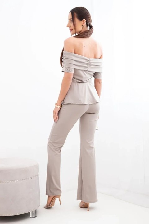 Komplet damska hiszpanka z falbaną i szerokimi spodniami fango