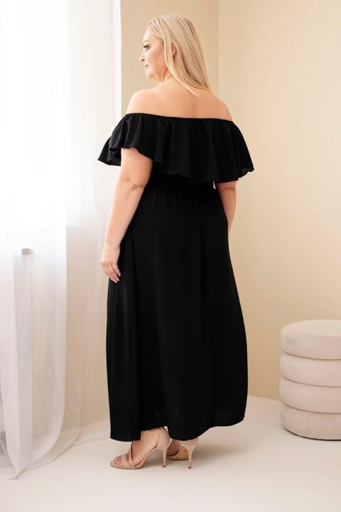 Sukienka damska Plus Size z falbaną i elastyczną talią czarna