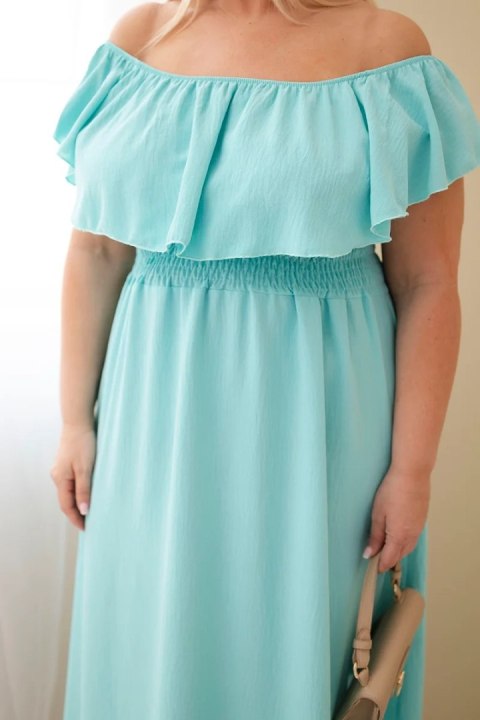 Sukienka damska Plus Size z falbaną i elastyczną talią miętowa