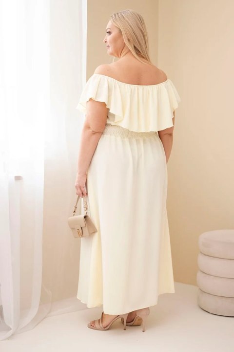 Sukienka damska Plus Size z falbaną i elastyczną talią żółta