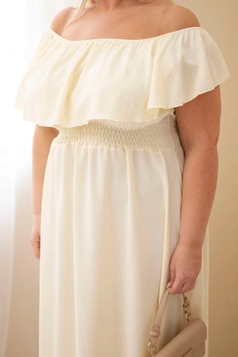 Sukienka damska Plus Size z falbaną i elastyczną talią żółta