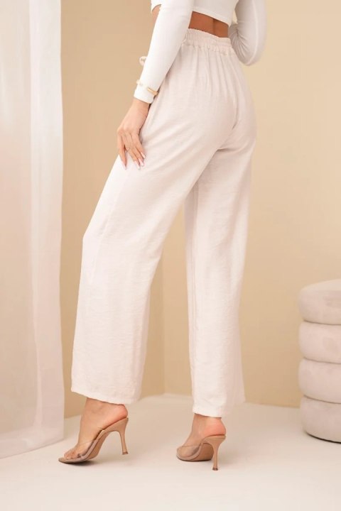 Spodnie z wiskozy z szeroką nogawką beżowe