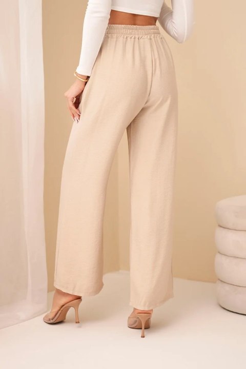Spodnie z wiskozy z szeroką nogawką ciemno beżowe