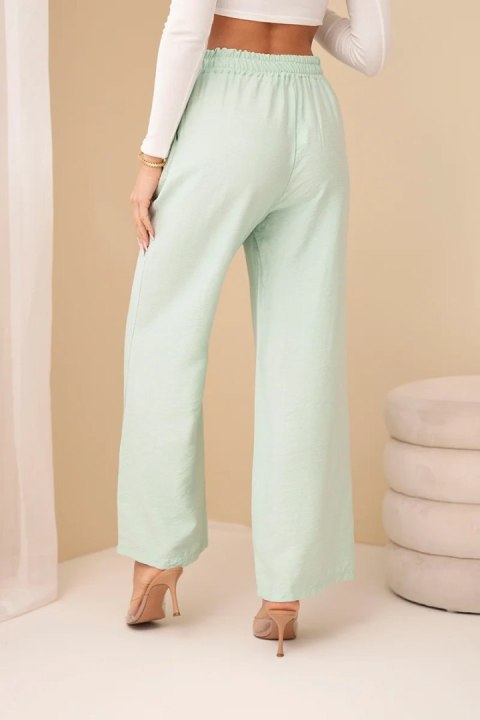 Spodnie z wiskozy z szeroką nogawką miętowe
