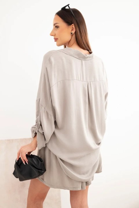 Komplet damski wiskozowy koszula z guzikami i luźne spodenki fango