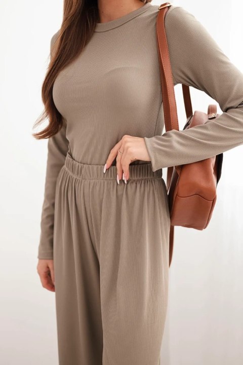 Komplet damski wiskozowy z bluzką i szerokimi spodniami fango