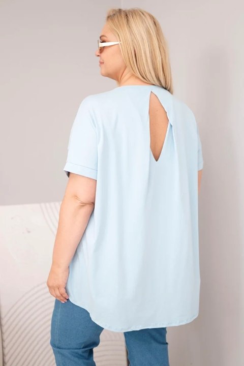 Bluzka damska Plus Size bawełniana z krótkim rękawem niebieska