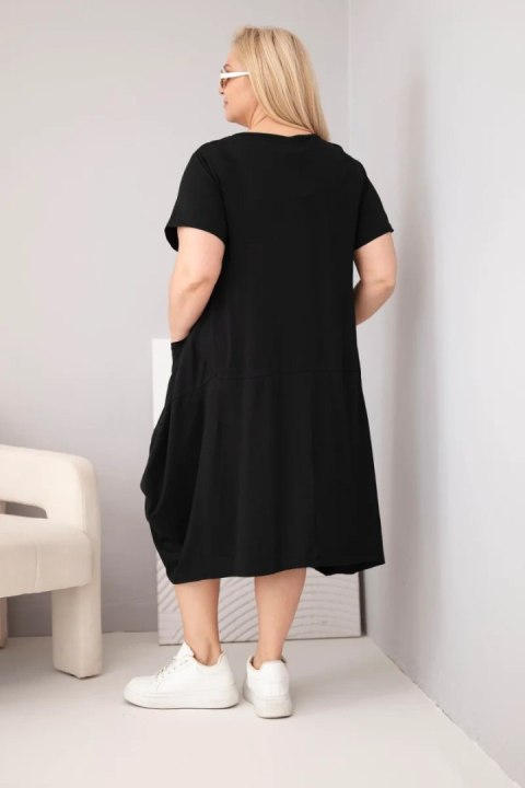 Sukienka damska Plus Size bawełniana z kieszeniami czarna