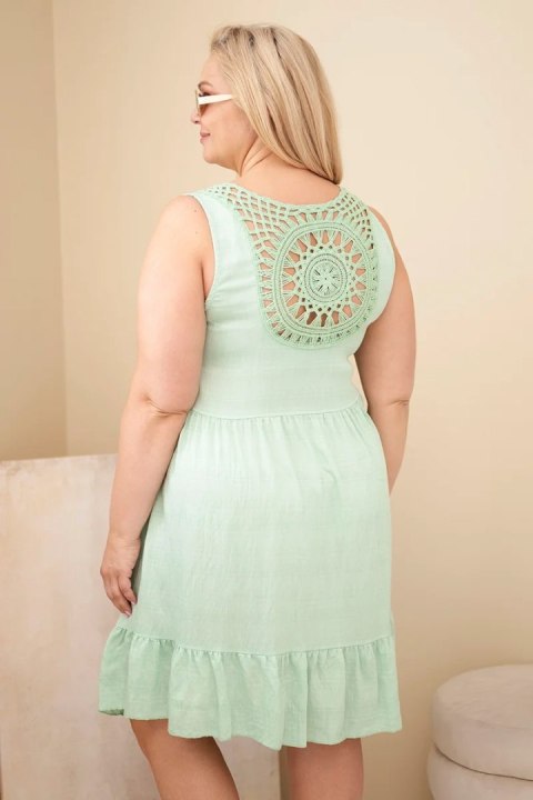Sukienka damska Plus Size wiskozowa z koronką bez rękawów ciemno miętowa