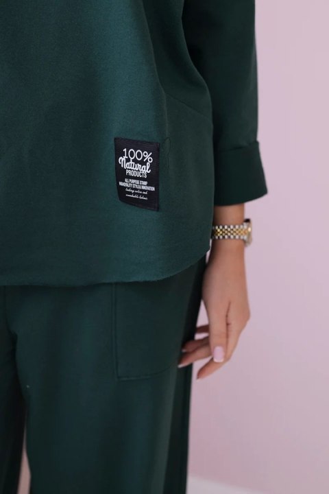 Komplet bawełniany bluza + spodnie ciemny zielony