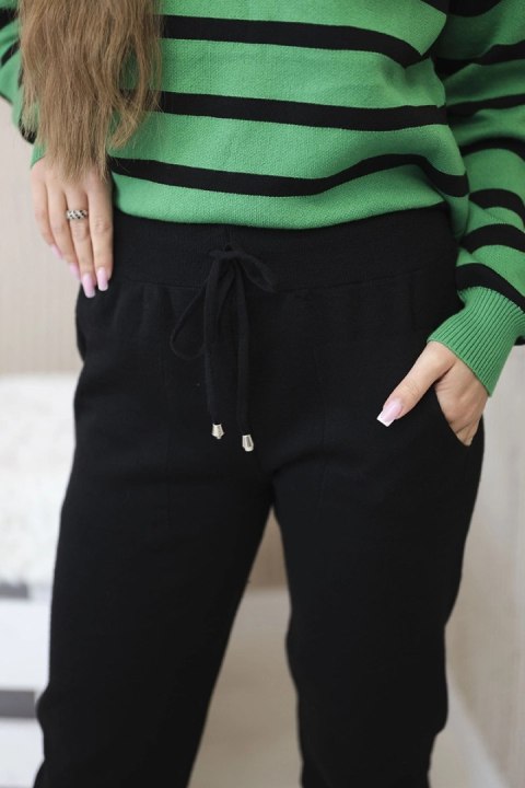 Komplet sweterkowy Bluza w paski + Spodnie zielony