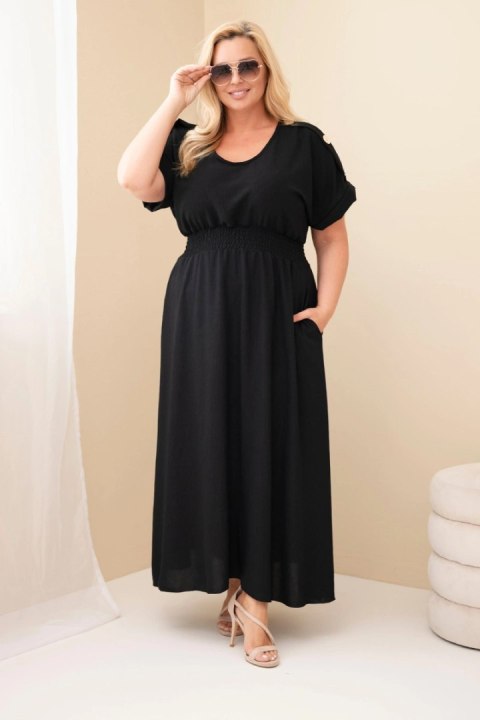 Sukienka damska Plus Size z marszczoną talią czarna