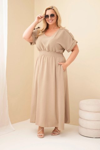Sukienka damska Plus Size z marszczoną talią fango