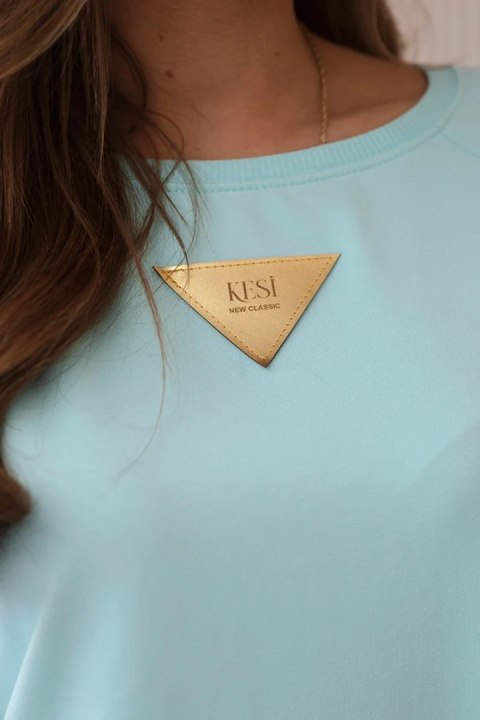 Bluzka bawełniana z falbankami na ramionach miętowa