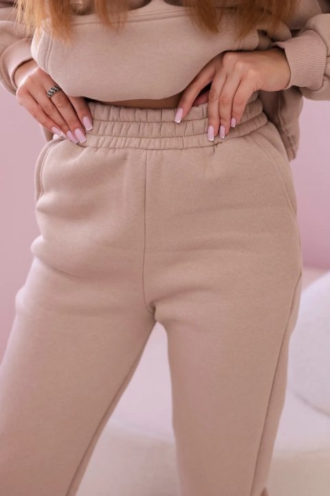 Komplet bawełniany z nadrukiem jasny beżowy