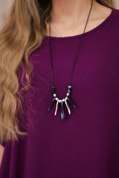 Komplet bluzka + spodnie z wisiorkiem ciemno fioletowy