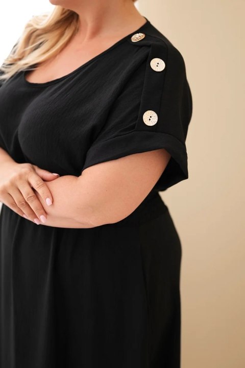 Sukienka damska Plus Size z marszczoną talią czarna