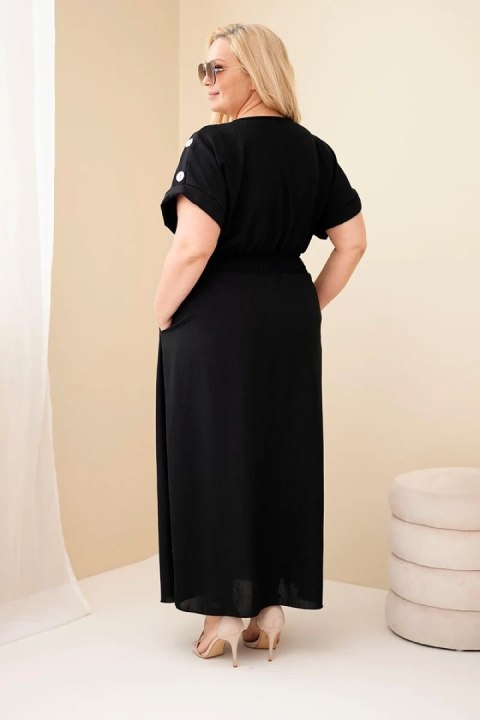 Sukienka damska Plus Size z marszczoną talią czarna
