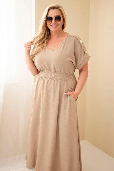 Sukienka damska Plus Size z marszczoną talią fango