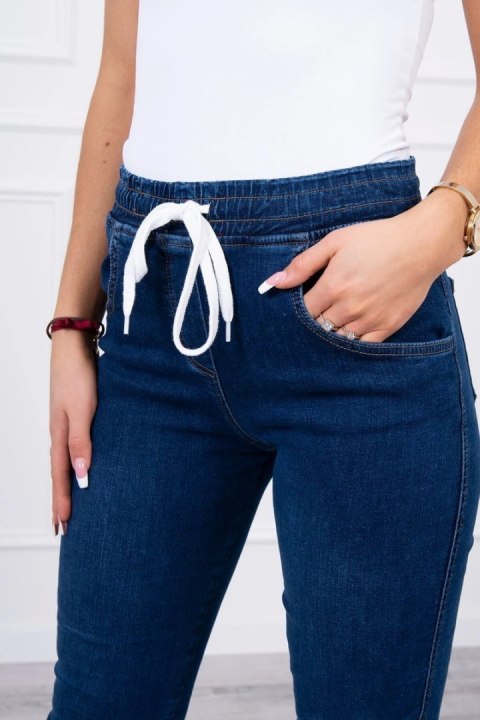 Spodnie jeansowe ze ściągaczem ciemny jeans