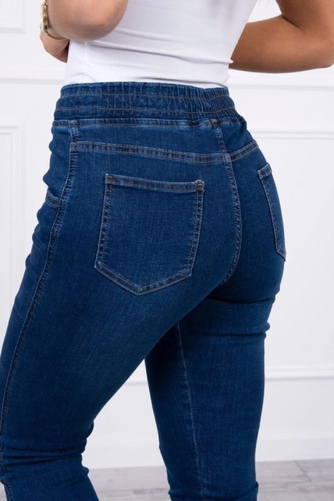 Spodnie jeansowe ze ściągaczem ciemny jeans