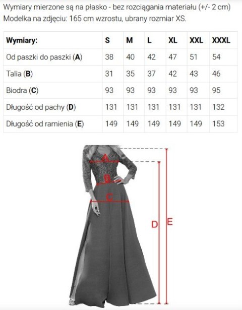 309-14 AMBER elegancka długa koronkowa suknia z dekoltem - czekolada - S